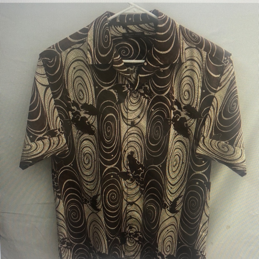 Brown and Cream Men's Shirt